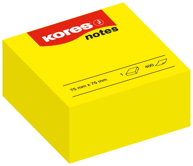 Een kores zelfklevende memoblaadjes blok notes 75x75mm wit geel koop je bij NiceSupplies.nl