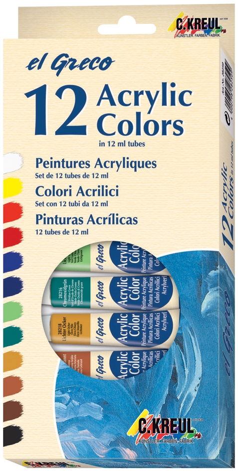 Een kreul acrylverf el greco 12 ml 12 stuks-set koop je bij NiceSupplies.nl