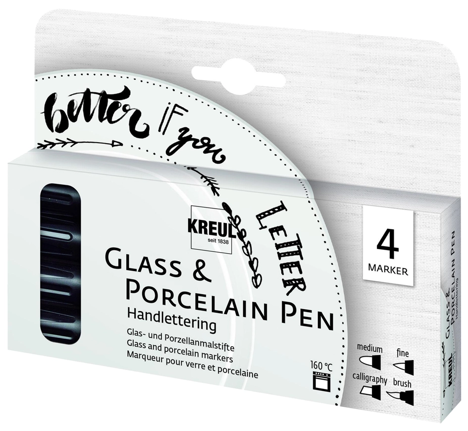 Een kreul glas en porcelein pen handlettering 4 stuks-set koop je bij NiceSupplies.nl