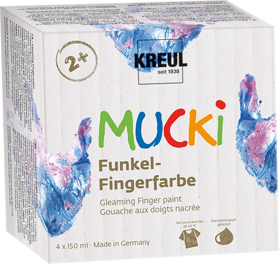 Een kreul glinsterend vingerverf mucki 150 ml 4 stuks-set koop je bij NiceSupplies.nl