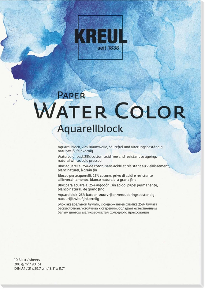 Een kreul kunstenaarsblok paper water color din a4 10 vel koop je bij NiceSupplies.nl