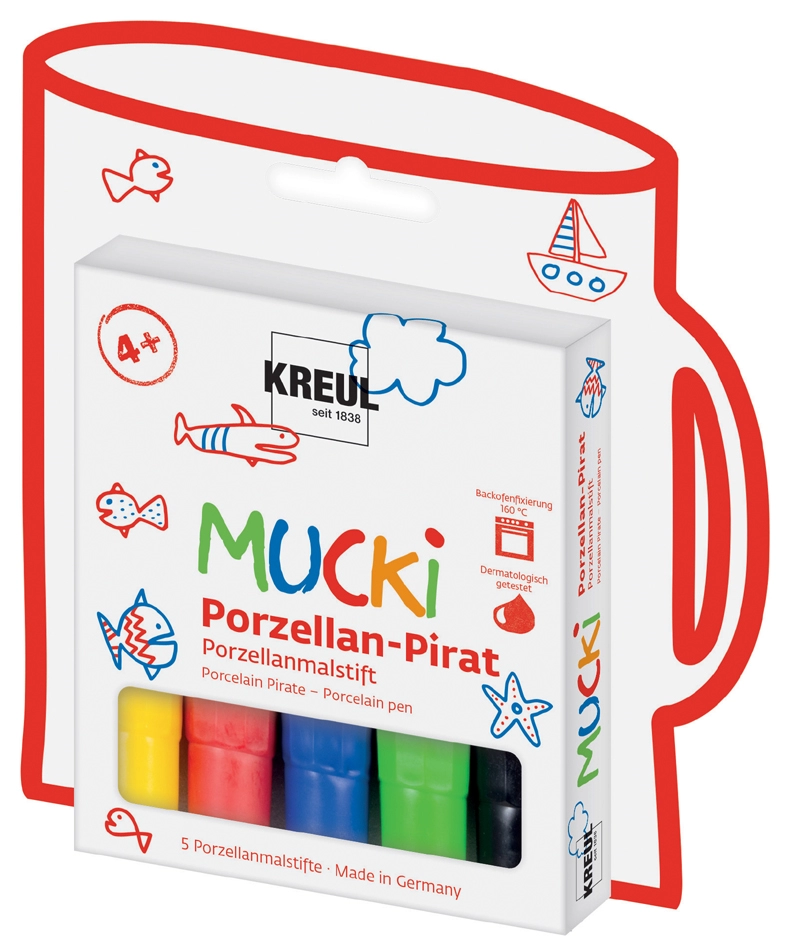 Een kreul porcelein-pirat porceleinmalstift mucki 5 stuks-set koop je bij NiceSupplies.nl