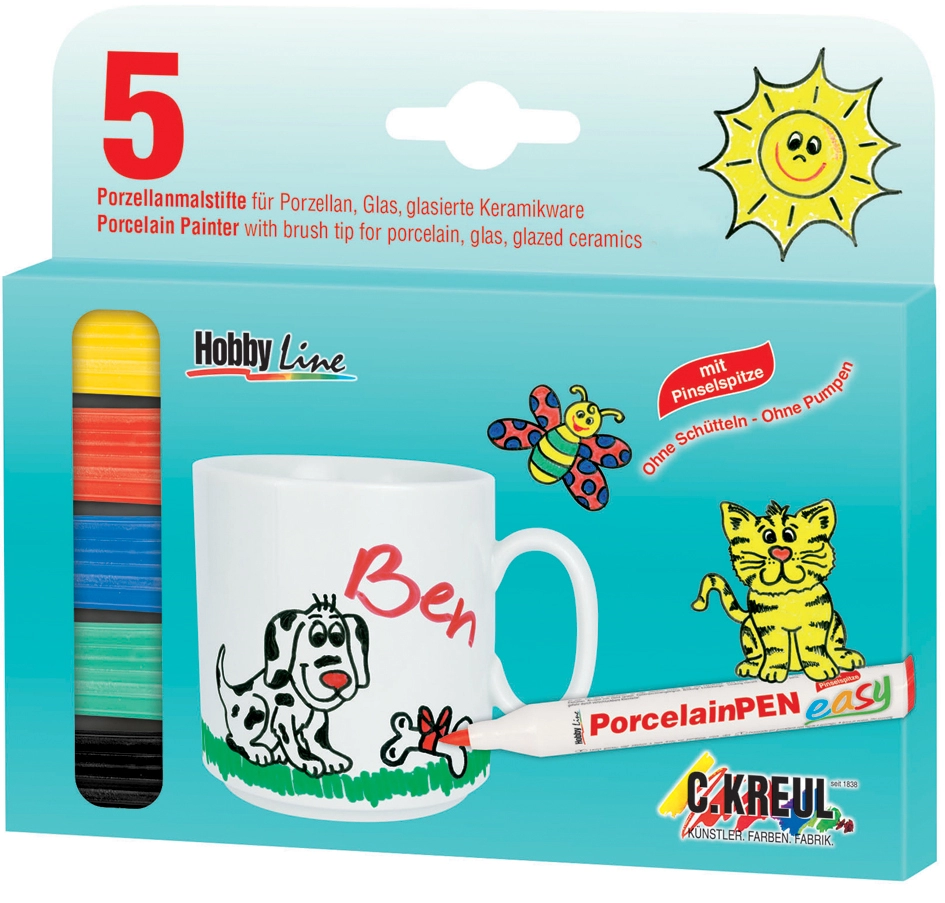 Een kreul porseleinmarker hobby line 5 stuks-set koop je bij NiceSupplies.nl