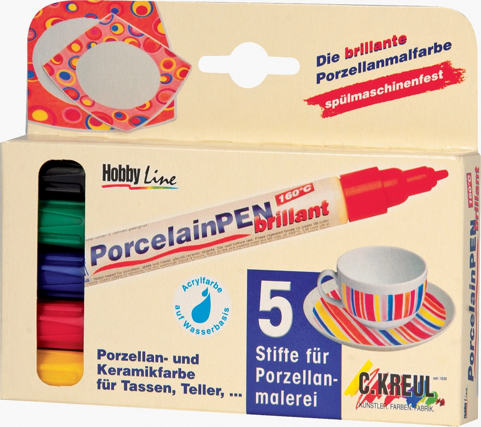 Een kreul porseleinmarker porseleinpen brillant 5 stuks-set koop je bij NiceSupplies.nl