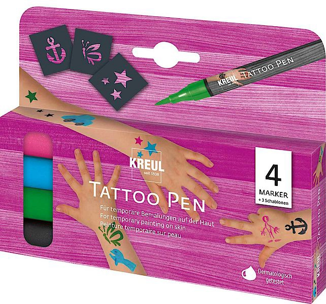 Een kreul tattoo pen 4 stuks-set anker ster schmetterling koop je bij NiceSupplies.nl