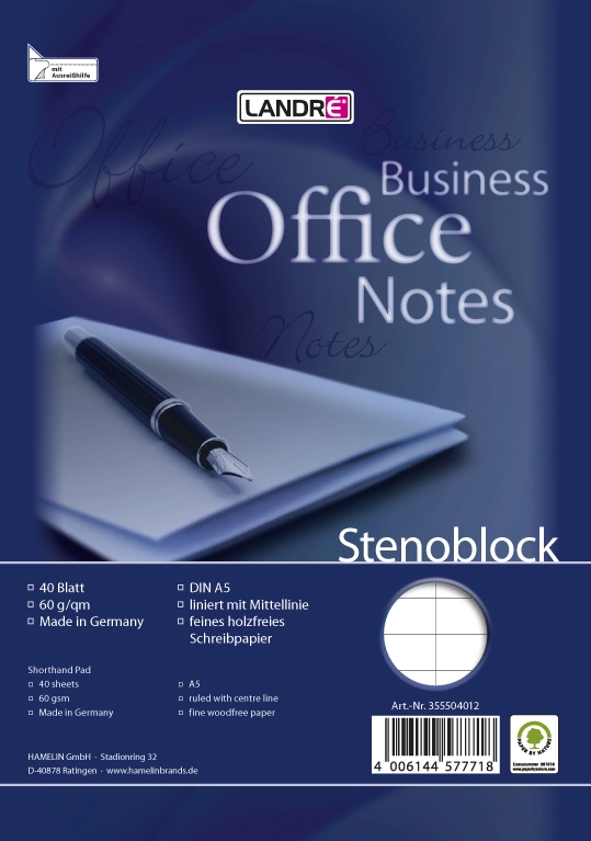 Een landre? stenoblok office business notes a5 40 blad koop je bij NiceSupplies.nl