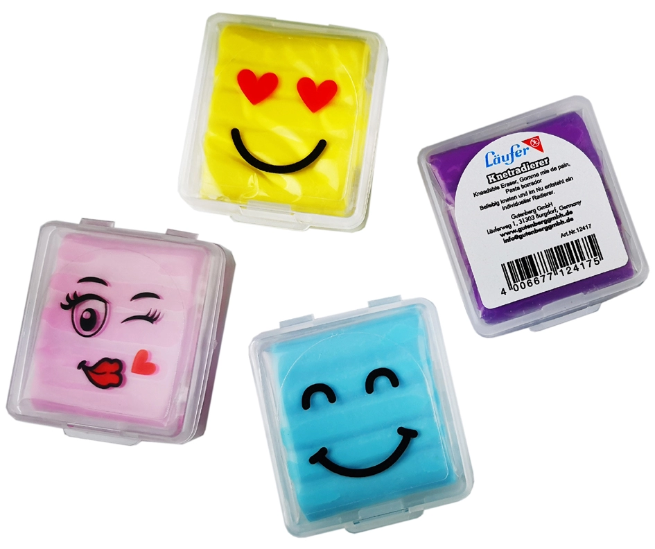 Een laufer kneedgum smiley gekleurd assorti koop je bij NiceSupplies.nl