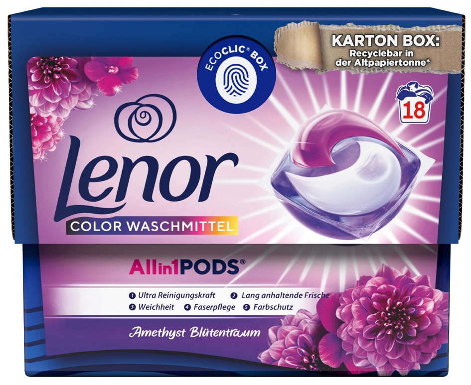 Een lenor all-in-1 pods wasmiddel amethyst bl?tentraum 18 wl koop je bij NiceSupplies.nl