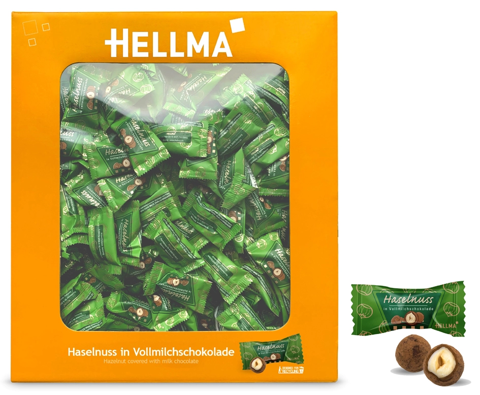 Een lichtma haselnuss in vollmelkchocolade in karton koop je bij NiceSupplies.nl