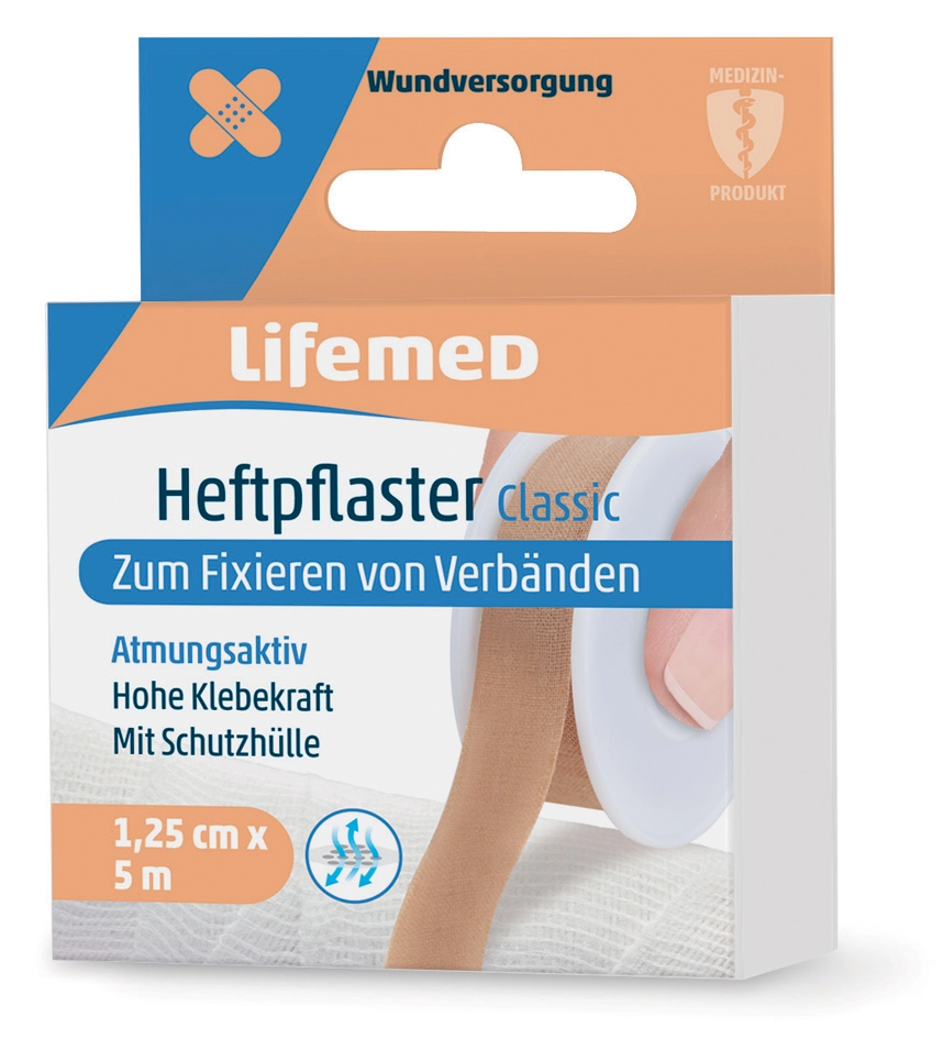 Een lifemed hechtpleister classic huidkleur 125mmx5-0 m koop je bij NiceSupplies.nl