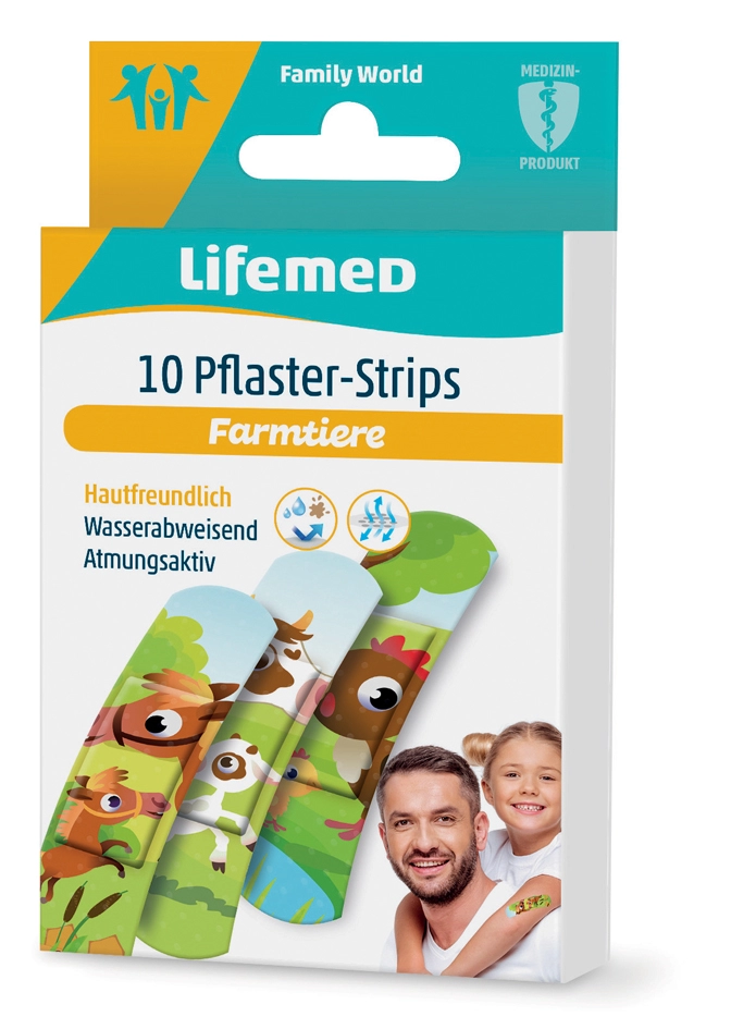 Een lifemed kinder-plaster-strips farmtiere 10 stuks koop je bij NiceSupplies.nl