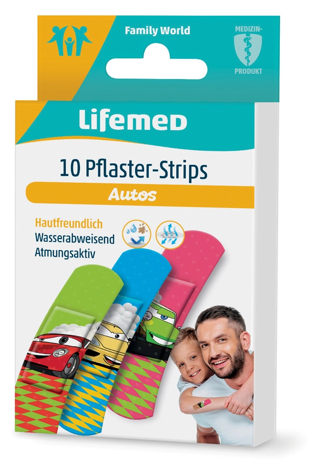 Een lifemed kinder-pleister-strips autos 10 stuks koop je bij NiceSupplies.nl