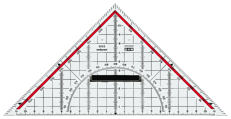 Een m+r geodriehoek acrylglas hypotenusa: 170 mm glashelder koop je bij NiceSupplies.nl