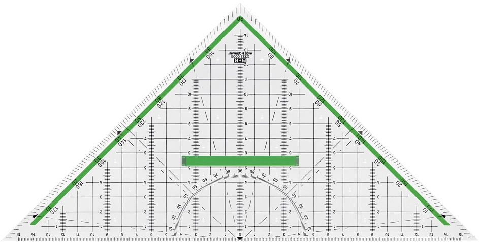 Een m+r geodriehoek hypotenusa: 320 mm glashelder koop je bij NiceSupplies.nl