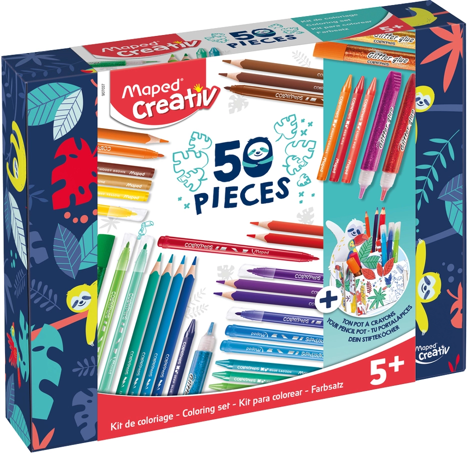 Een maped creativ tekenset colouring kit 50-delig koop je bij NiceSupplies.nl