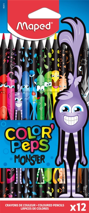 Een maped driehoekig kleurpotlood color'peps monster 12 stuks kartonnen etui koop je bij NiceSupplies.nl