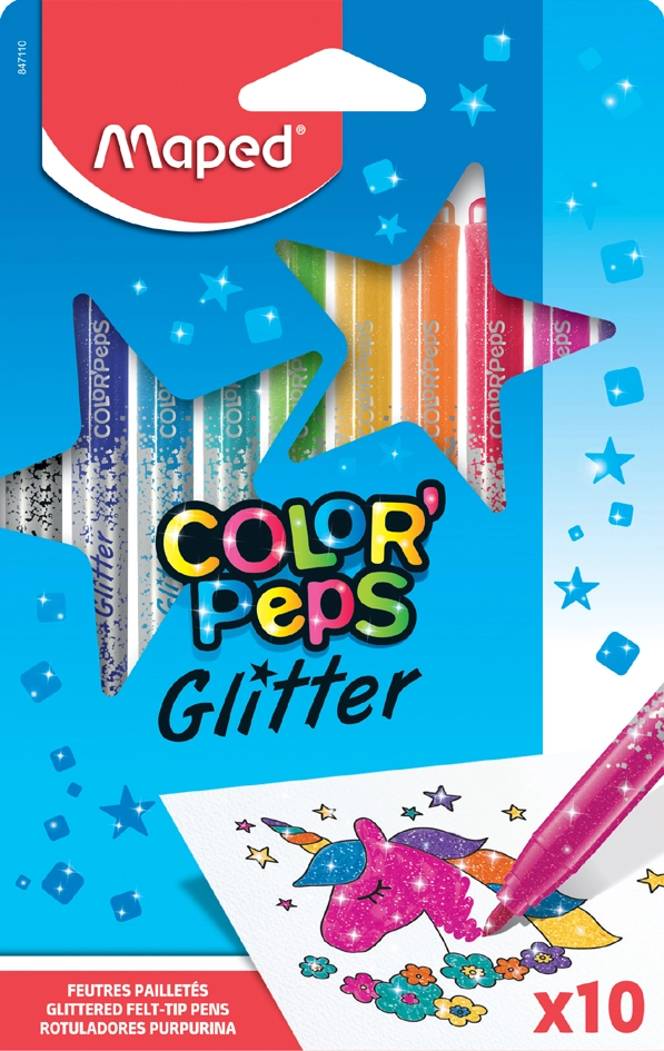 Een maped glitter-viltstift color'peps 10 stuks kartonnen etui koop je bij NiceSupplies.nl