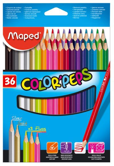 Een maped kleurpotlood colorpeps driehoekig 12 stuks etui koop je bij NiceSupplies.nl