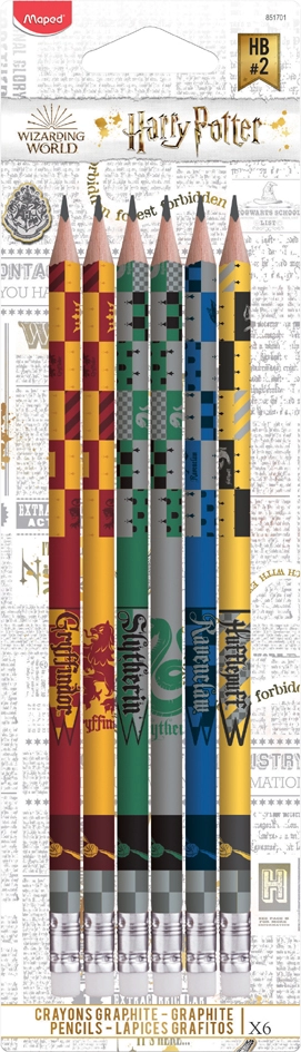 Een maped potlood harry potter met gum 6 stuks blister koop je bij NiceSupplies.nl