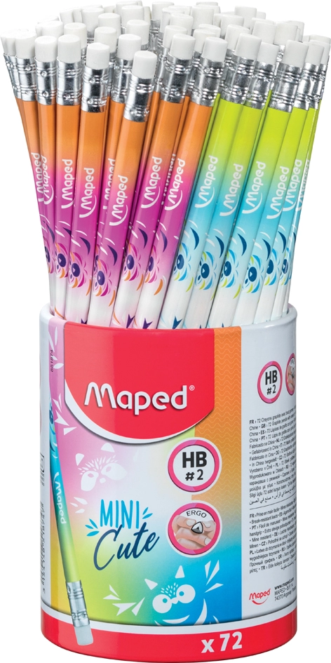 Een maped potlood mini cute met gum hb 72 stuks koker koop je bij NiceSupplies.nl