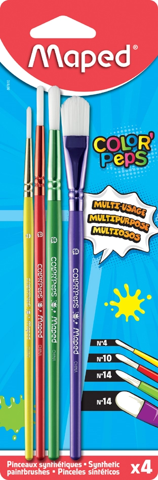 Een maped synthetikhaarpenseel-set color'peps 4-delig koop je bij NiceSupplies.nl