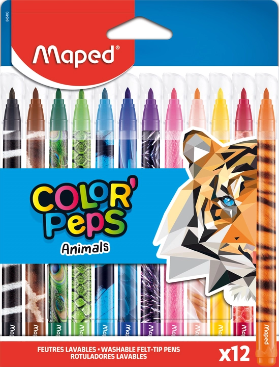 Een maped viltstift color'peps animals 12 stuks kartonnen etui koop je bij NiceSupplies.nl