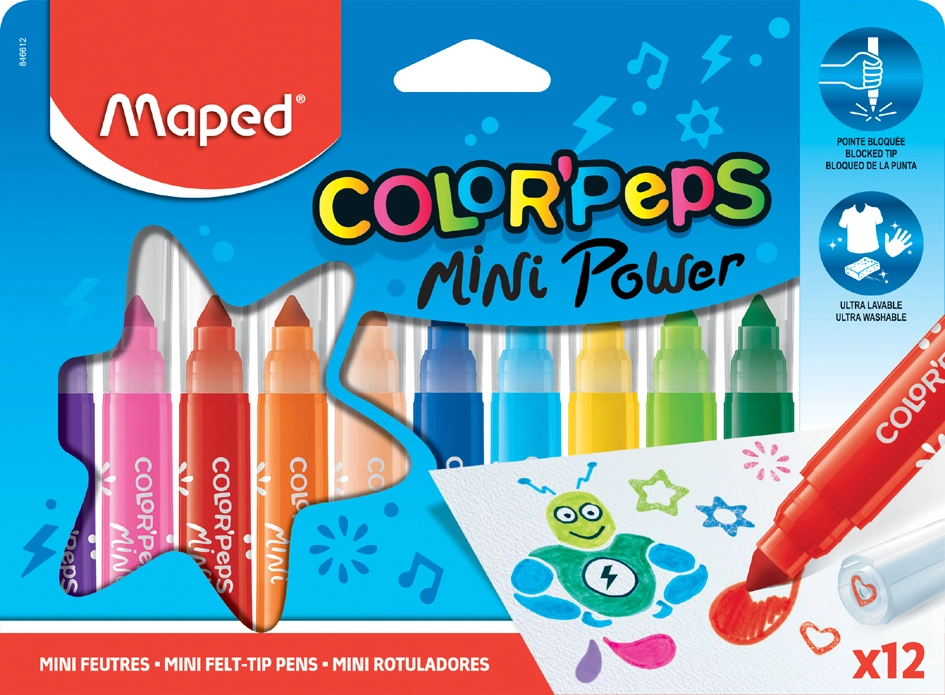 Een maped viltstift color'peps mini power 12 stuks kartonnen etui koop je bij NiceSupplies.nl