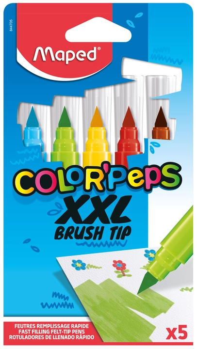 Een maped viltstift xxl color'peps brush tip 5 stuks kartonnen etui koop je bij NiceSupplies.nl