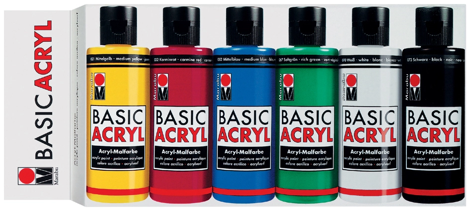 Een marabu acrylverf acrylcolor starter set 6x80 ml koop je bij NiceSupplies.nl