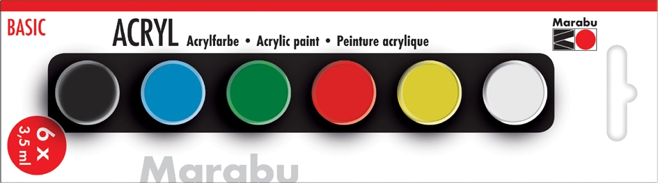 Een marabu acrylverf-set basic 12x3,5 ml koop je bij NiceSupplies.nl