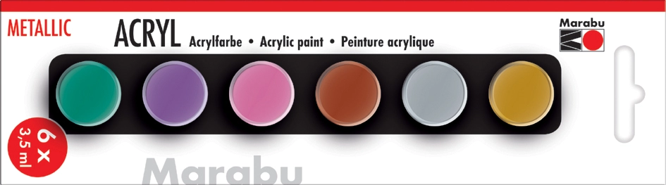 Een marabu acrylverf-set metallic 6x3,5 ml koop je bij NiceSupplies.nl