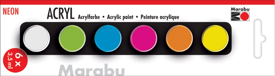 Een marabu acrylverf-set neon 6x3,5 ml koop je bij NiceSupplies.nl