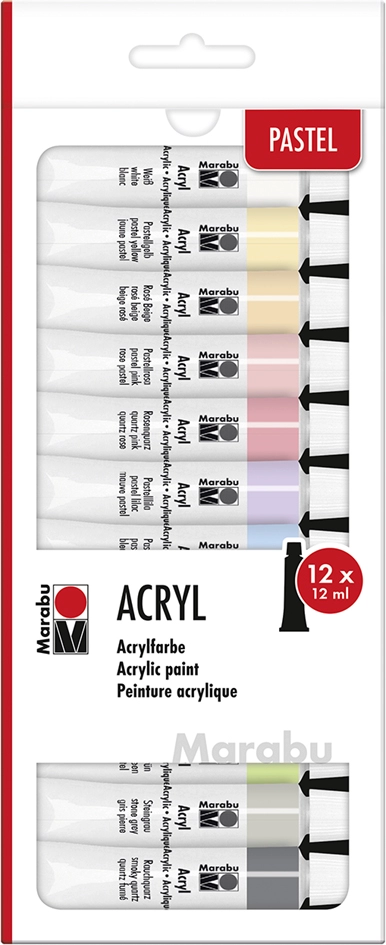 Een marabu acrylverf-set pastel 12x12 ml koop je bij NiceSupplies.nl