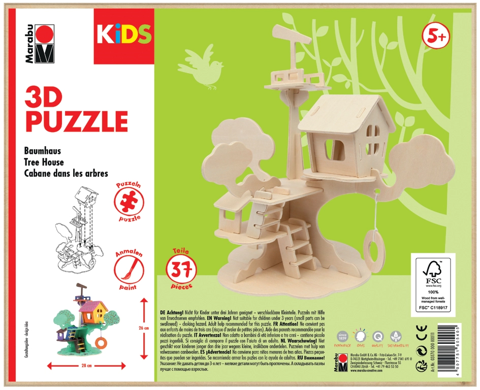 Een marabu kids 3d puzzle baumhuis 37 delen koop je bij NiceSupplies.nl