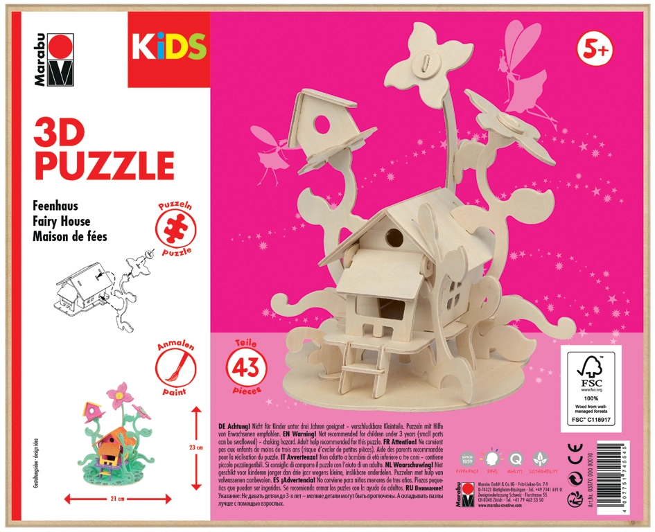 Een marabu kids 3d puzzle feenhuis 43 delen koop je bij NiceSupplies.nl