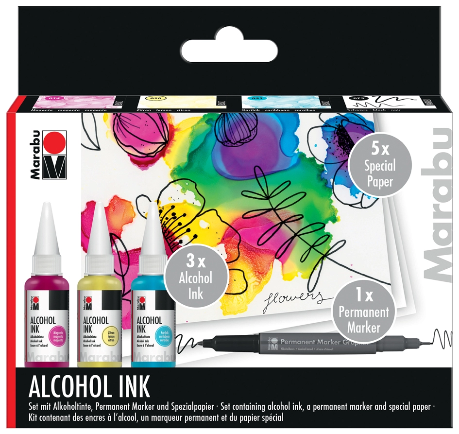 Een marabu permanente inkt alcohol ink-set flowers koop je bij NiceSupplies.nl