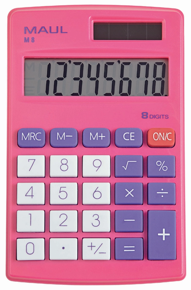 Een maul zakrekenmachine m 8 8-cijfers pink koop je bij NiceSupplies.nl