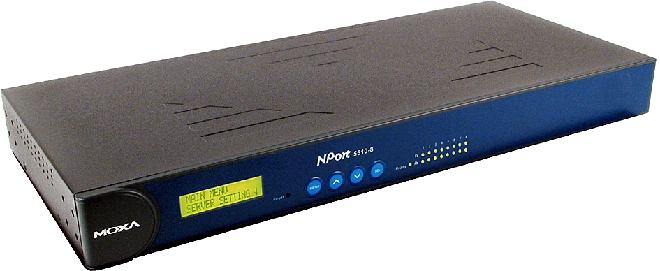 Een moxa 19inch industrial ethernet serial device server 8 poort koop je bij NiceSupplies.nl