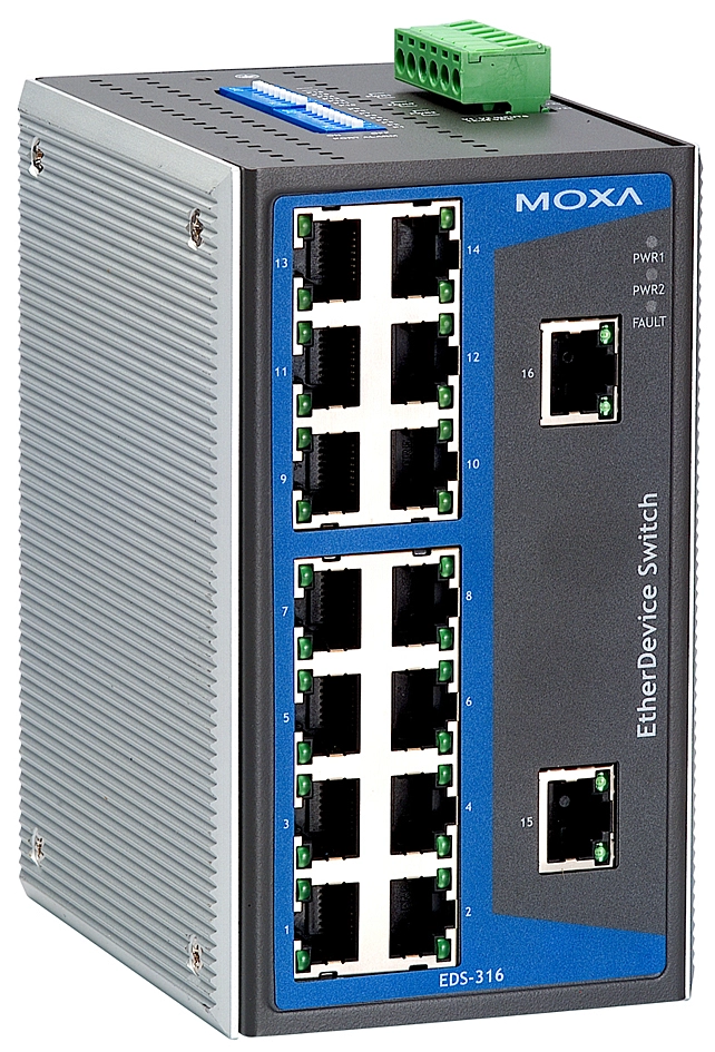 Een moxa unmanaged industrial ethernet poe swit ch 16 poort koop je bij NiceSupplies.nl