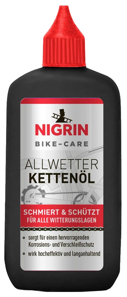 Een nigrin bike-care kettenöl-allwetter 100 ml koop je bij NiceSupplies.nl