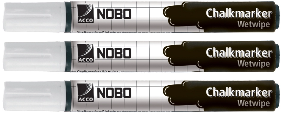 Een nobo krijtmarker nat uitwisbaar wit koop je bij NiceSupplies.nl