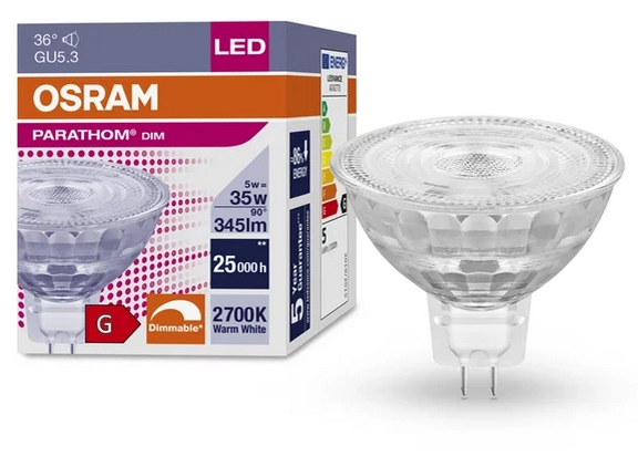 Een osram led-lamp parathom mr16 dim 5 watt gu5.3 (827) koop je bij NiceSupplies.nl