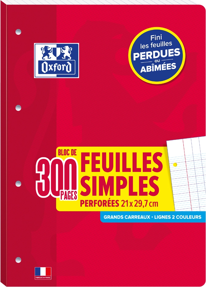 Een oxford bloc de feuilles simples perforées a4 seyes koop je bij NiceSupplies.nl