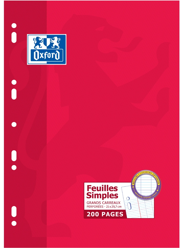 Een oxford feuilles simples perforatie a4 ruité 5x5 margé koop je bij NiceSupplies.nl