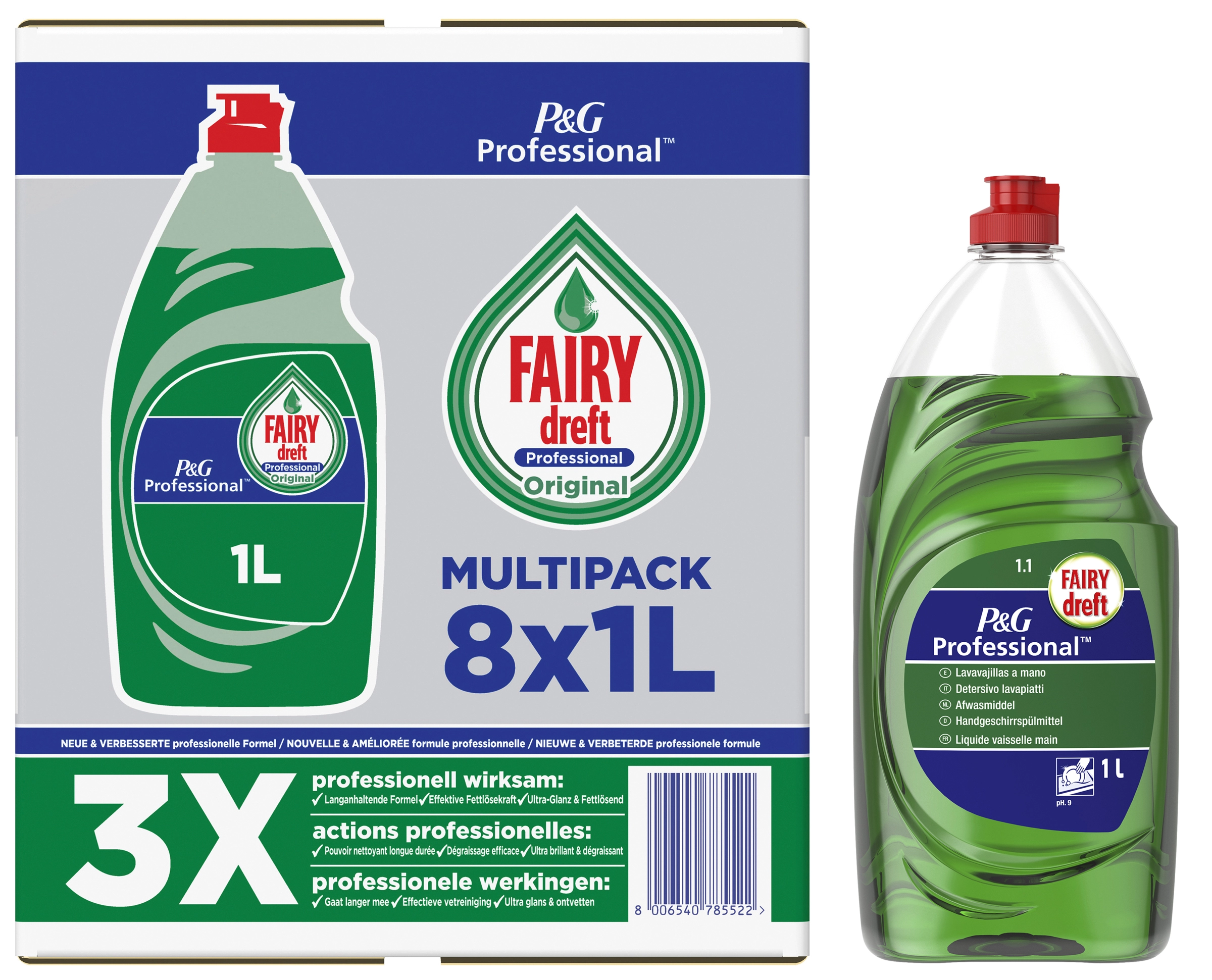 Een p&g professional fairy dreft handafwasmiddel multipak 1 l koop je bij NiceSupplies.nl