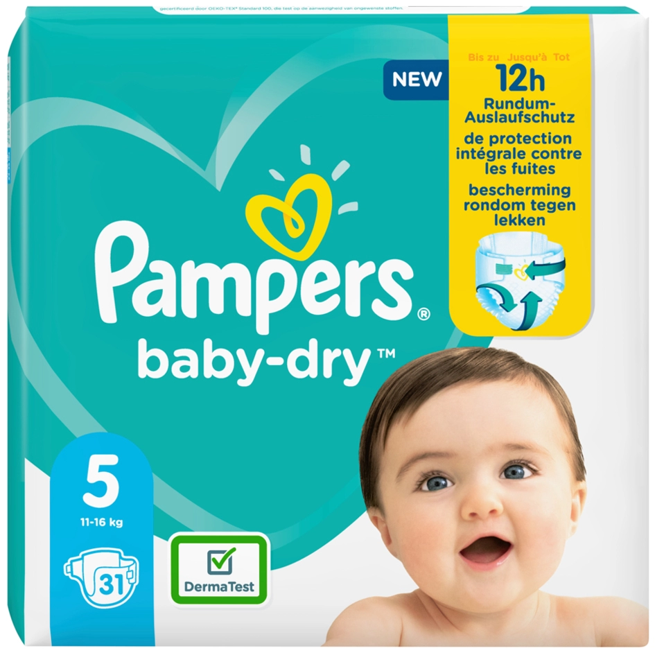 Een pampers luiers baby-dry formaat 8 extra large 17+ kg koop je bij NiceSupplies.nl