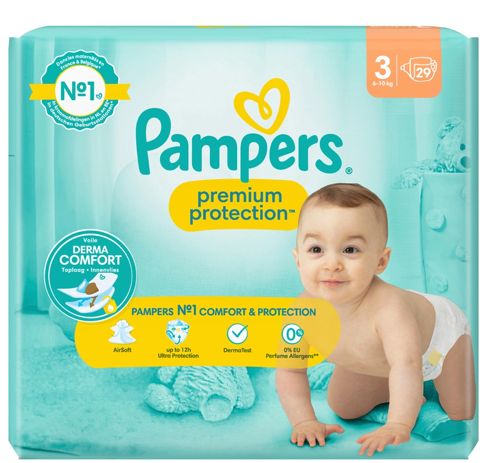 Een pampers windeln premium protection maat 3 midi 6-10 kg koop je bij NiceSupplies.nl