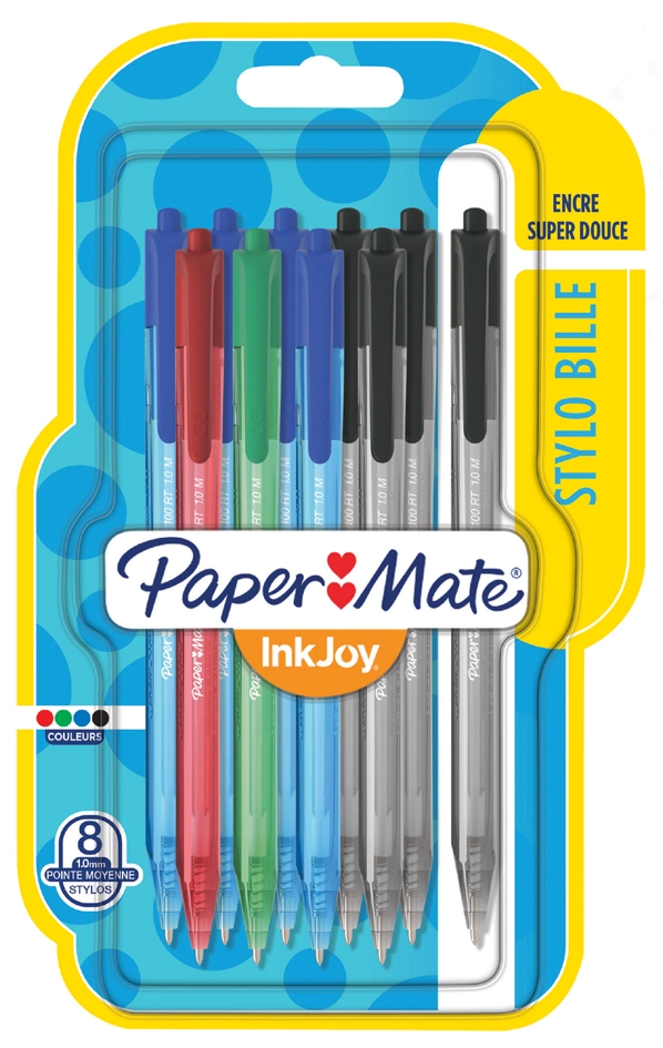 Een papermate balpen inkjoy 100 rt 8 stuks blister koop je bij NiceSupplies.nl