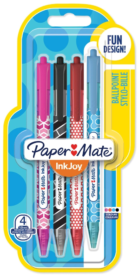 Een papermate balpen inkjoy wrap 100 rt 4 stuks blister koop je bij NiceSupplies.nl