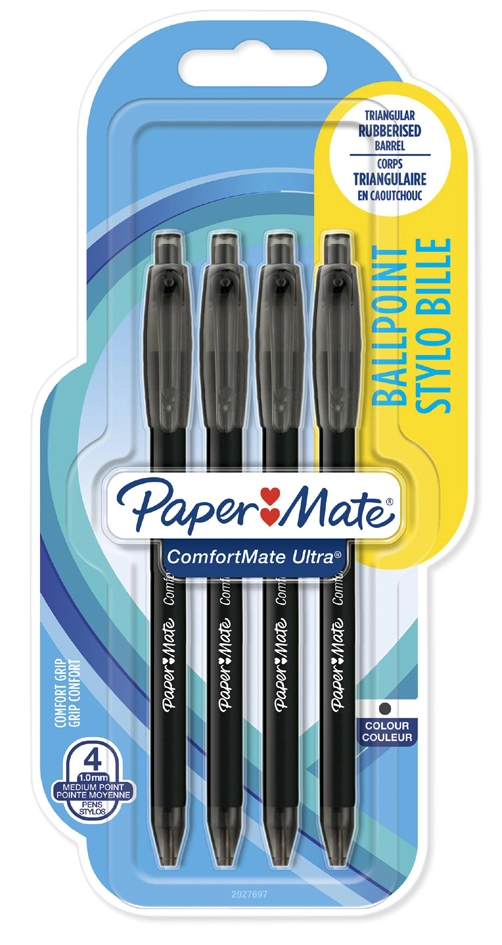 Een papermate balpen met drukknop comfortmate ultra 4 stuks koop je bij NiceSupplies.nl